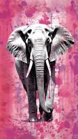elefant uttrycksfull barn djur- illustration målning klippbok dragen konstverk söt tecknad serie foto