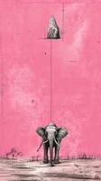 elefant uttrycksfull barn djur- illustration målning klippbok dragen konstverk söt tecknad serie foto