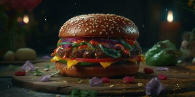 stor burger ost professionell studio mat fotografi social media elegant tyg modern ad foto