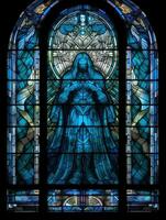 super hjälte krigare färgade glas fönster mosaik- religiös collage konstverk retro årgång texturerad foto