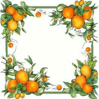 apelsiner blommig ram hälsning kort scrapbooking vattenfärg mild illustration gräns bröllop foto