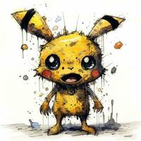 galen pikachu skiss karikatyr stroke klotter illustration vektor hand dragen maskot ClipArt foto