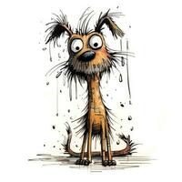 hund valp skiss karikatyr stroke klotter illustration vektor hand dragen galen maskot ClipArt foto