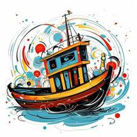 båt fartyg lekfull illustration skiss collage uttrycksfull konstverk ClipArt målning foto