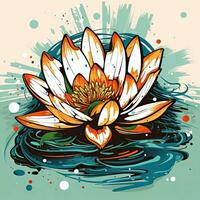 blomma lotus japan lekfull illustration skiss collage uttrycksfull konstverk ClipArt målning foto