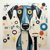 hund valp abstrakt karikatyr overkligt lekfull målning illustration tatuering geometri modern foto