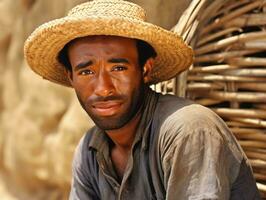 afrikansk amerikan man från de tidigt 1900 -talet färgad gammal Foto ai generativ