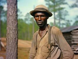 afrikansk amerikan man från de tidigt 1900 -talet färgad gammal Foto ai generativ