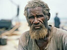 afrikansk amerikan man från de tidigt 1900 -talet färgad gammal Foto ai generativ