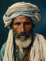 arab man från de tidigt 1900 -talet färgad gammal Foto ai generativ