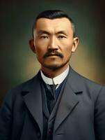 asiatisk man från de tidigt 1900 -talet färgad gammal Foto ai generativ