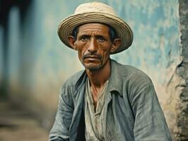 brasiliansk man från de tidigt 1900 -talet färgad gammal Foto ai generativ