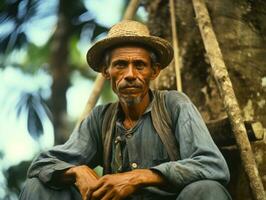 brasiliansk man från de tidigt 1900 -talet färgad gammal Foto ai generativ