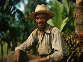 brasiliansk man från de tidigt 1900 -talet färgad gammal Foto ai generativ