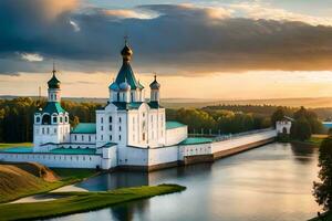 de skön kyrka av de helig korsa i kazan, Ryssland. ai-genererad foto