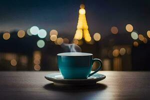 en kopp av kaffe i paris, Frankrike. ai-genererad foto