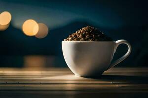 kaffe bönor i en kopp. ai-genererad foto