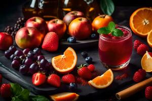 färsk frukt juice med bär och kryddor. ai-genererad foto