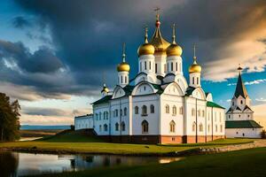 de ryska ortodox katedral i de stad av kazan. ai-genererad foto