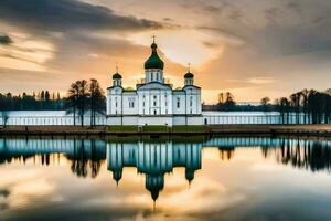 de kyrka av de helig korsa i de stad av kiev. ai-genererad foto