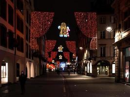 juldekorationer i Strasbourg, Frankrike foto