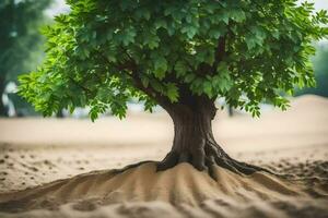 en träd växande i de sand. ai-genererad foto