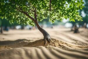 en träd växande i de sand. ai-genererad foto
