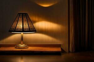 en lampa på en tabell i en rum. ai-genererad foto