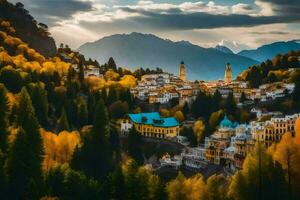 de stad av Salzburg i de berg. ai-genererad foto