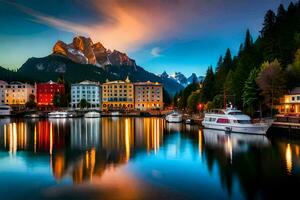 de skön stad av lago di lama, Italien. ai-genererad foto