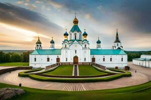 de katedral av de helig korsa i kiev, ukraina. ai-genererad foto