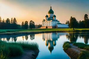 de kyrka av de helig korsa i de by av krasnodar, Ryssland. ai-genererad foto