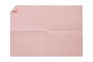 rosa färg blank 4a vikta papper på vit bakgrund foto