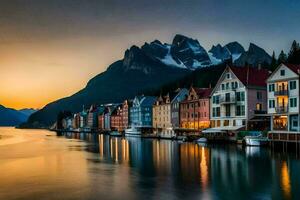 de skön stad av hallstatt, Österrike. ai-genererad foto