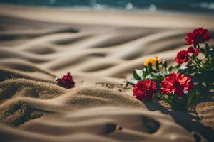 blommor på de strand. ai-genererad foto