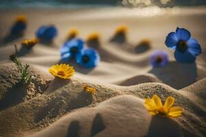 blommor i de sand. ai-genererad foto