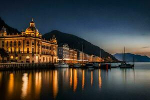 de stad av Salzburg på natt. ai-genererad foto