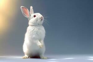 mycket söt kanin i natur bred liv djur. ai genererad. foto