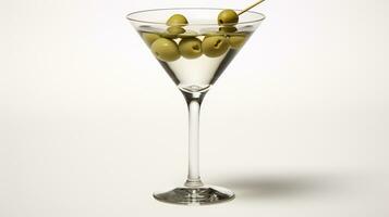 Foto av en Martini isolerat på platt vit bakgrund. generativ ai