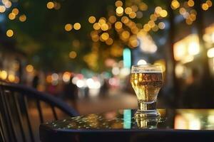 bokeh bakgrund av gata bar öl restaurang, utomhus i Asien, ai generativ foto