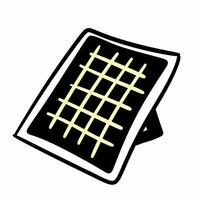 sol- cell tecknad serie ikon, översikt stil foto