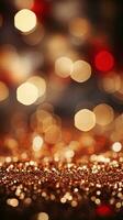 skimrande guld och röd bokeh lampor foto