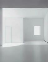 minimalistisk rum interiör design med en tyst rum begrepp illustration foto