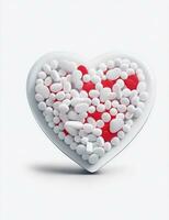 medicin piller i de form av en hjärta på en vit bakgrund illustration foto