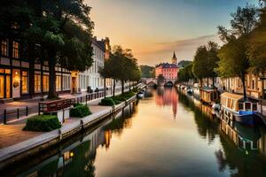 de skön stad av Brugge, Belgien. ai-genererad foto