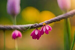 rosa blommor på en rep. ai-genererad foto