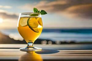 cocktail på de strand. ai-genererad foto
