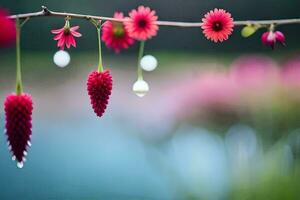 Foto tapet de himmel, blommor, de vatten, de blommor, de vatten, de blommor,. ai-genererad