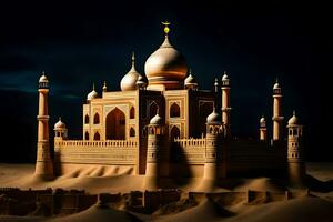 de taj mahal är en känd mausoleum i Indien. ai-genererad foto