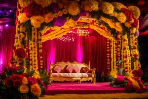 indisk bröllop dekor idéer. ai-genererad foto